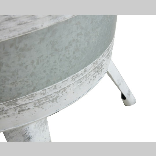 Rustic Wood-Top Metal Cocktail Table - White