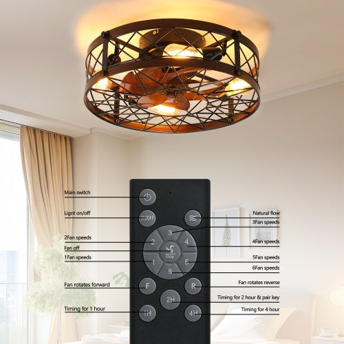 Black Farmhouse Lantern Ceiling Fan with Light