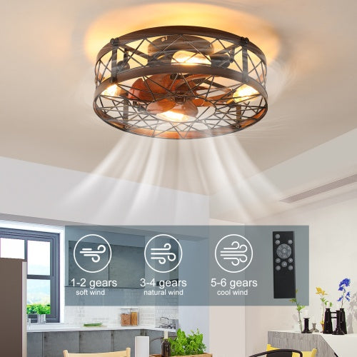Black Farmhouse Lantern Ceiling Fan with Light