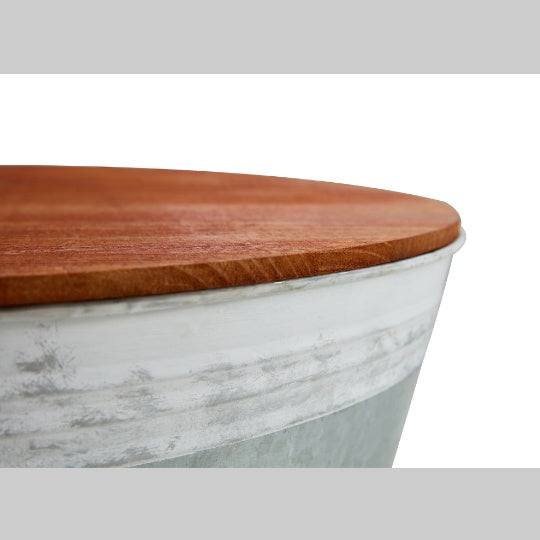 Rustic Wood-Top Metal Cocktail Table - White