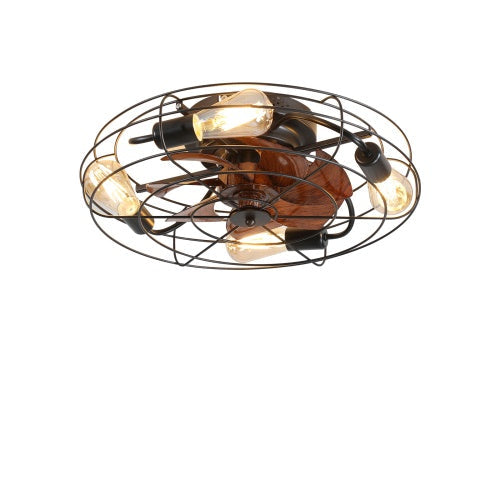 Rustic 20" Enclosed Ceiling Fan with Light & Remote