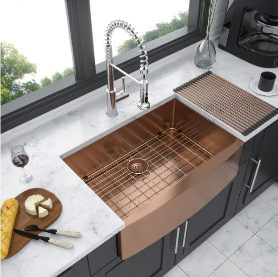 Rose Gold Stainless Steel Farmhouse Sink