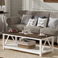Vintage Charm Coffee Table with Shelf - Farmhouse White