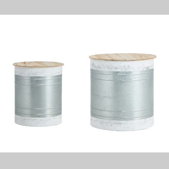 Rustic Farmhouse Metal & Wood Cocktail Table Pair