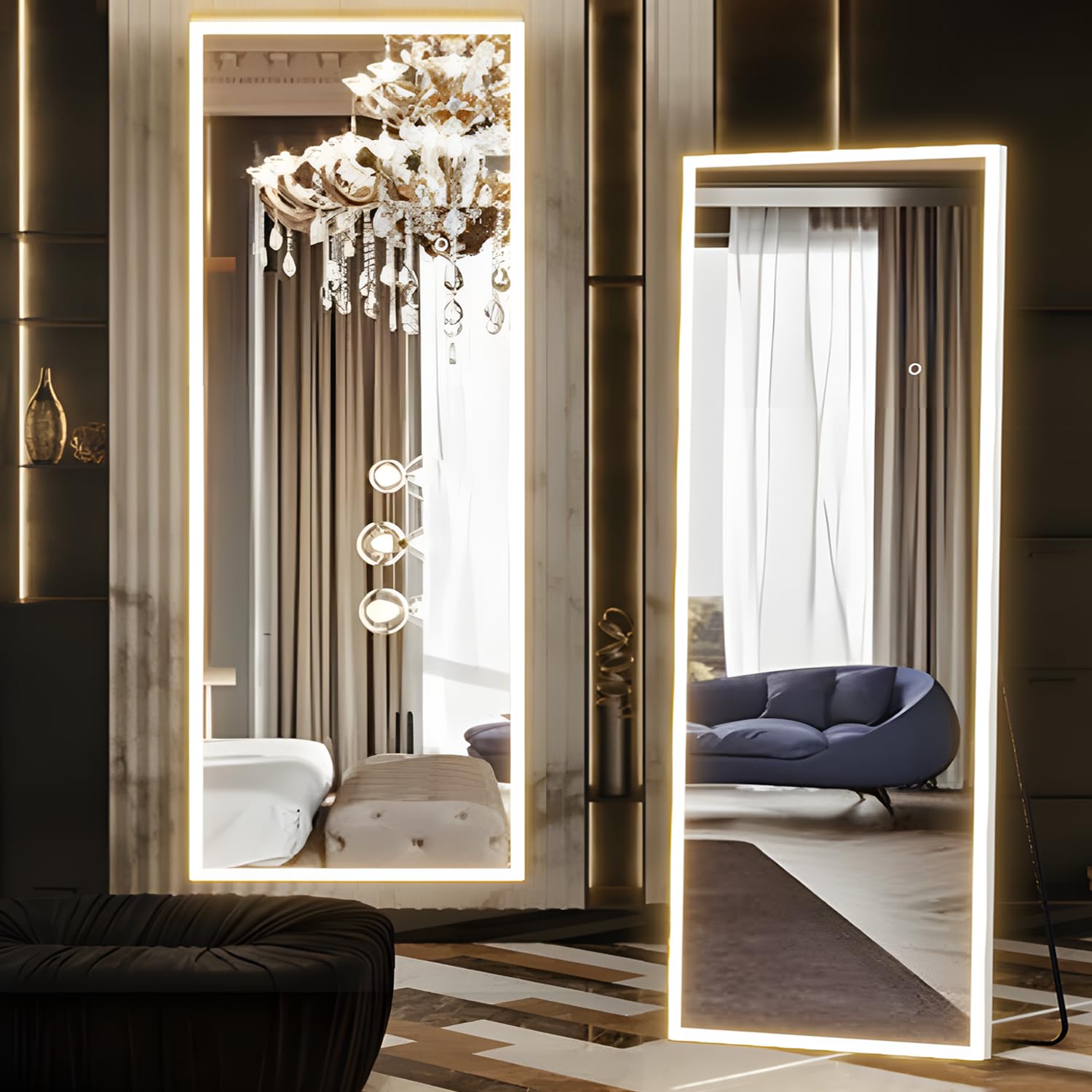 LUMINIQ Full-Length LED Mirror 63x20 - Adjustable 3-Color Lighting