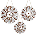 Rustic Wood Windmill Wall Trio