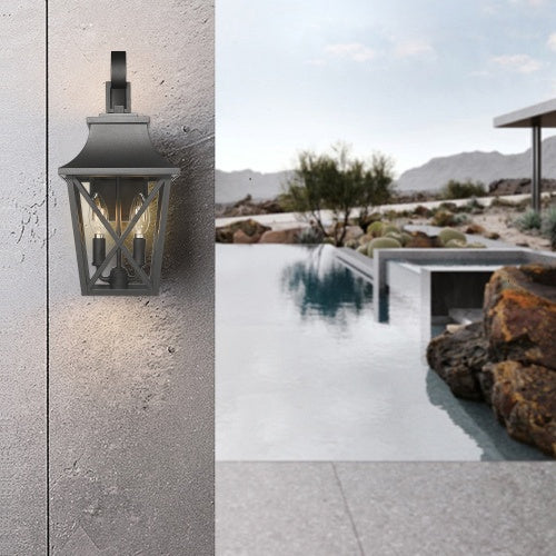 Dual Black Outdoor Wall Lanterns