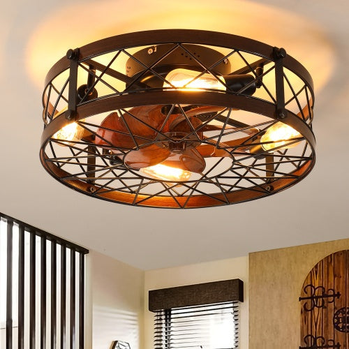Black Farmhouse Lantern Ceiling Fan with Light