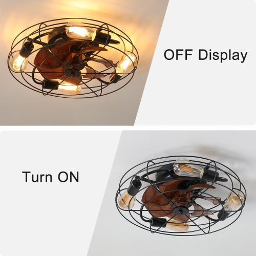 Rustic 20" Enclosed Ceiling Fan with Light & Remote