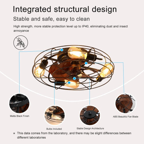 Rustic 20" Enclosed Ceiling Fan with Light & Remote