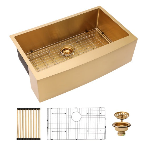 Gold-Tone Stainless Farmhouse Sink