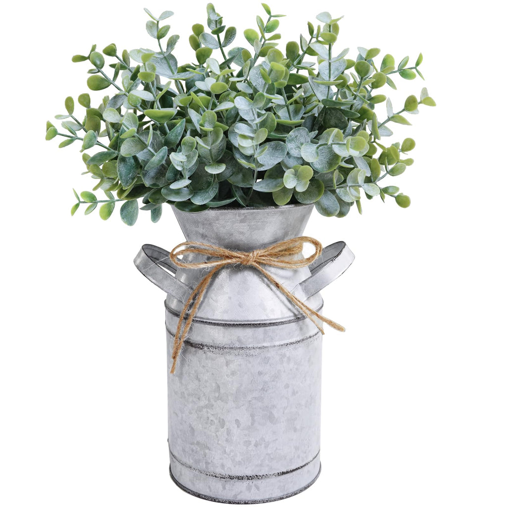Rustic Galvanized Eucalyptus Milk Can Centerpiece