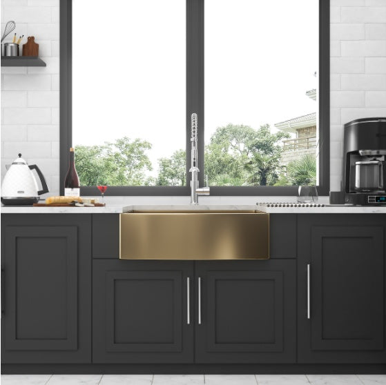 Gold-Tone Stainless Farmhouse Sink