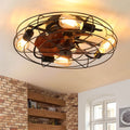 Rustic 20" Enclosed Ceiling Fan with Light & Remote
