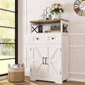 White Farmhouse Storage Organizer Cabinet