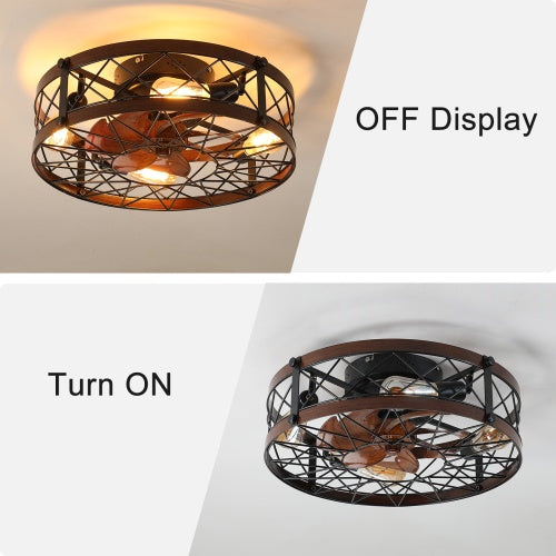 Black Farmhouse Lantern Ceiling Fan with Light
