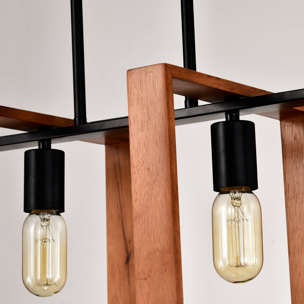 Rustic 4-Light Wood & Metal Island Chandelier