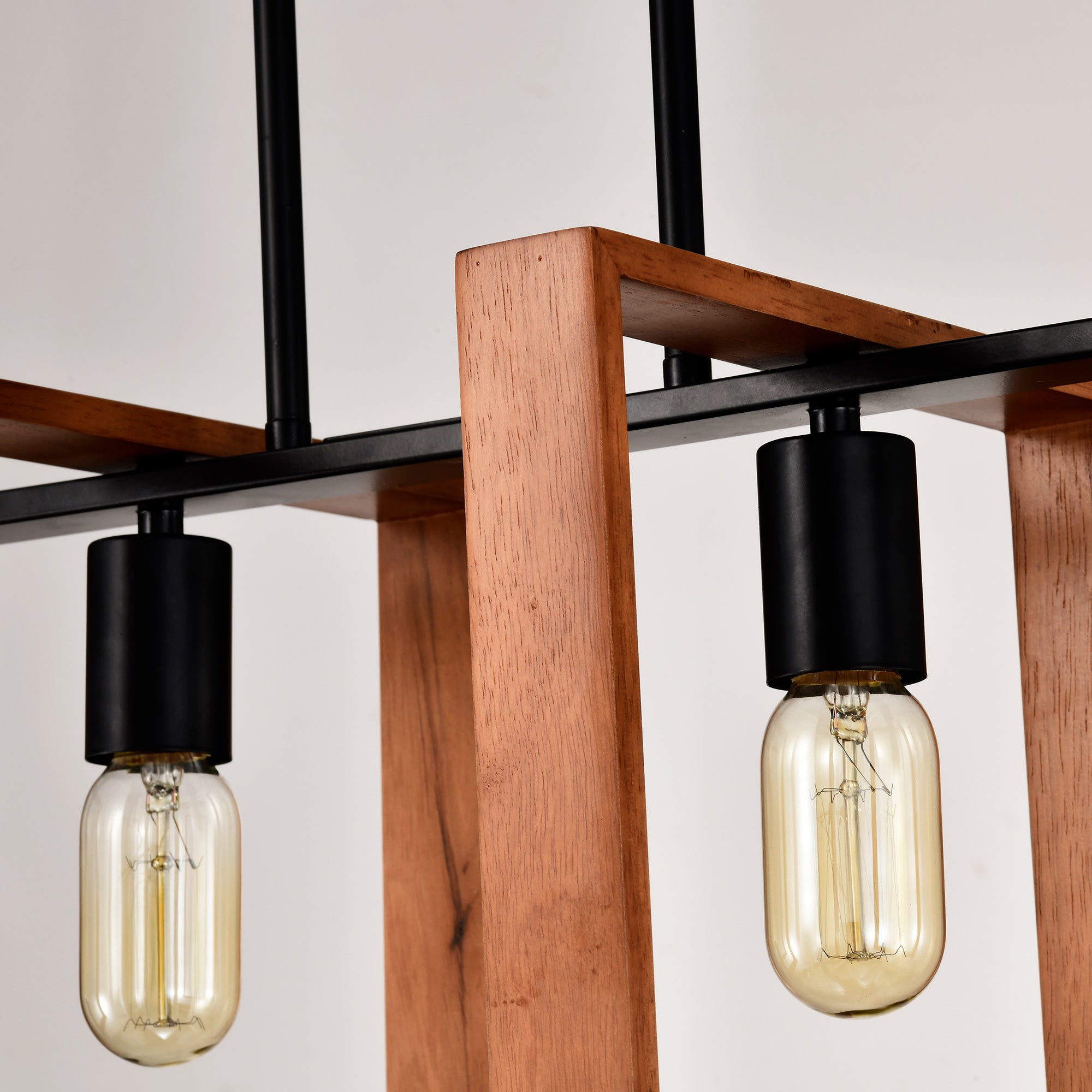 Rustic 4-Light Wood & Metal Island Chandelier