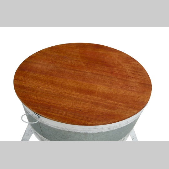 Rustic Wood-Top Metal Cocktail Table - White