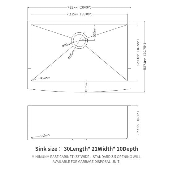 Brushed Nickel Steel Farm Sink