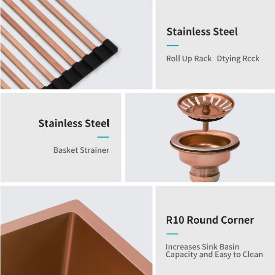 Rose Gold Stainless Steel Farmhouse Sink
