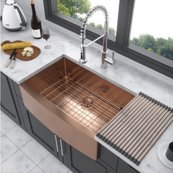 Rose Gold Stainless Steel Farmhouse Sink